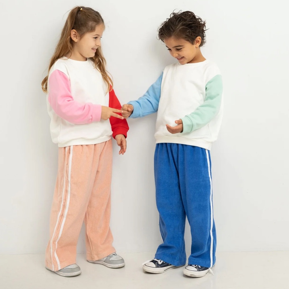 Tony Trove Darcy racer pants terry cotton stripe wide leg size 6 girls